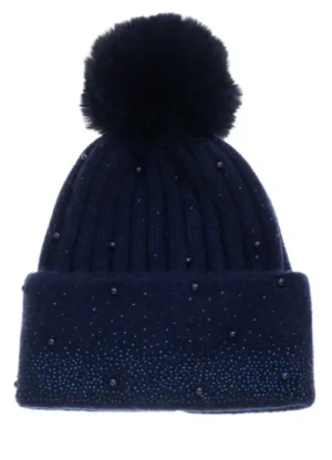 UNTUCKit Gloves, Scarves & Hats*Accessories By Park Lane Faux Fur Bobble Embellished Hat Navy