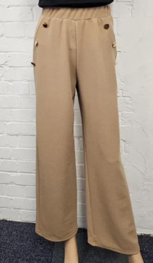 UNTUCKit Skirts & Trousers*Anamor Gold Button Wide Leg Trousers Camel
