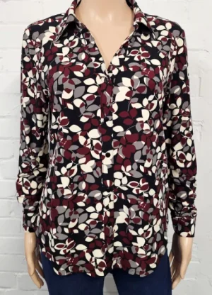UNTUCKit Tops & Cardigans*Anamor Leaf Print Top Wine