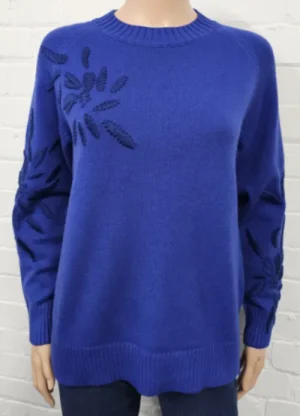 UNTUCKit Tops & Cardigans*Anonymous Round Neck Pattern Stich Jumper Cobalt Blue