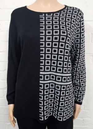 UNTUCKit Tops & Cardigans*Anonymous Shimmer Square Pattern Long Sleeve Jumper Silver