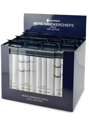 UNTUCKit Extras|Socks*Box Of 3 Mens Hankies Plain White Stripe