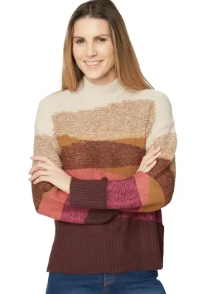 UNTUCKit Tops & Cardigans*Brandtex High Neck Thread Knit Patterned Jumper Multi