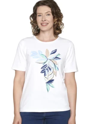 UNTUCKit Tops & Cardigans*Brandtex Leaf Print Short Sleeve T-Shirt Blue