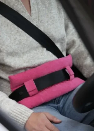 UNTUCKit Extras*Cancer Research Post Surgery Corduroy Seat-belt Protector Hot Pink