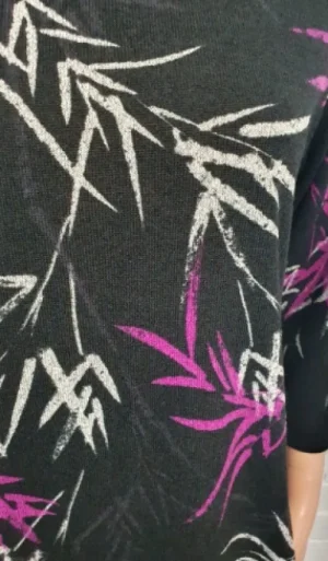 UNTUCKit Dresses*Claudia C Black And Purple Leaf Print Dress Multi