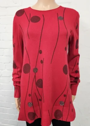 UNTUCKit Tops & Cardigans*Claudia C Spot Print Longline Jumper Red