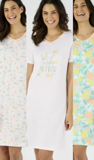 UNTUCKit Nightdresses*Damart Pack Of 3 100% Cotton Jersey Nightdresses Green