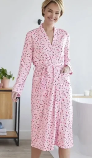 UNTUCKit Housecoats*Damart Print Tie Belt Waffle Housecoat Rose