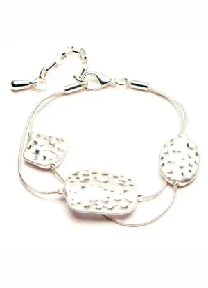 UNTUCKit Jewellery*Eliza Gracious Beaten Effect Twin Strand Bracelet Silver
