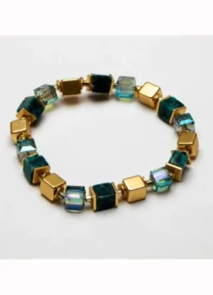 UNTUCKit Jewellery*Eliza Gracious Square Metal & Crystal Bead Stretch Bracelet