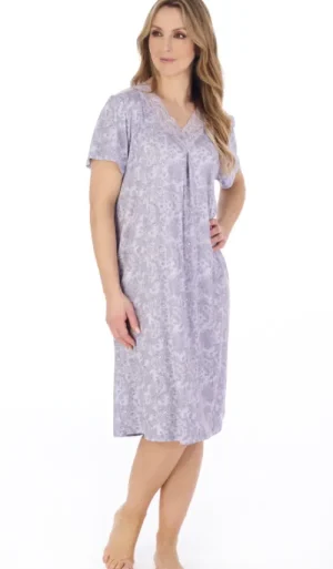 UNTUCKit Nightdresses*Gaspe V-Neck Short Sleeve Nightdress Lilac