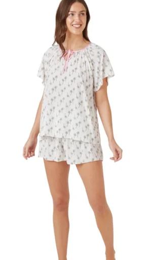 UNTUCKit Pyjamas*Indigo Sky Palm Short Pyjama Set Pink
