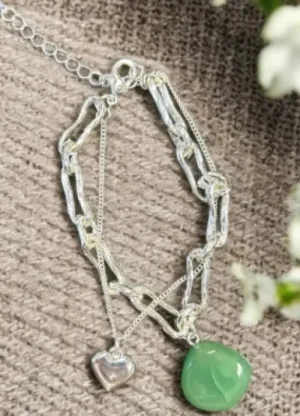 UNTUCKit Jewellery*Jess And Lou Layered Link Bracelet With Emerald Stone