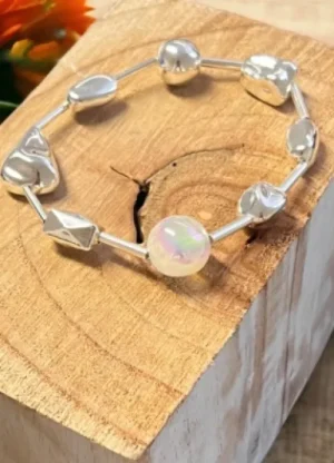 UNTUCKit Jewellery*Jess And Lou Silver & Pewter Pebble & Hoop Bracelet Multi