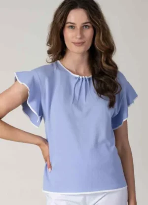 UNTUCKit Tops & Cardigans*Jessica Graaf Short Frill Sleeve Pearl Knit Blue