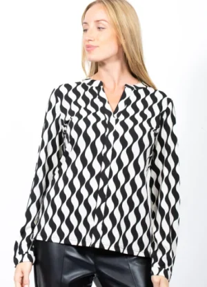 UNTUCKit Tops & Cardigans*Jessica Graaf Collarless Style With V-neck Printed Top Ivory