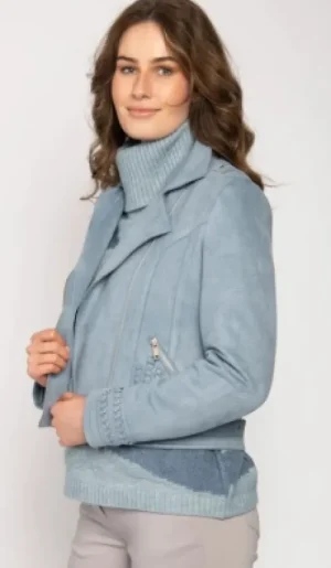 UNTUCKit Coats & Jackets*Jessica Graaf Faux Suede Effect Biker Jacket Light Blue