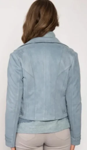UNTUCKit Coats & Jackets*Jessica Graaf Faux Suede Effect Biker Jacket Light Blue