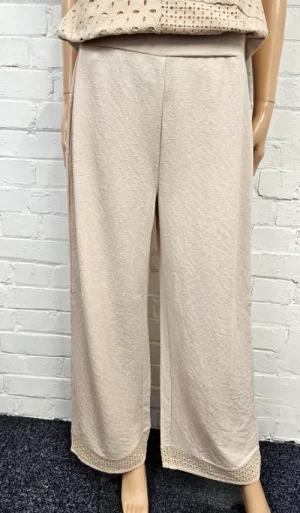 UNTUCKit Skirts & Trousers*Jessica Graaf  Linen Look Trousers With Embroided Boarder Beige