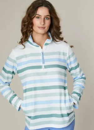 UNTUCKit Tops & Cardigans*Jessica Graaf Stripe Printed Quarter Zip Jumper Blue