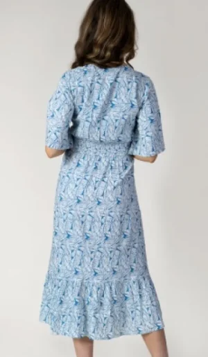 UNTUCKit Dresses*Jessica Graaf And Cream Tropical Printed Midi Dress Teal