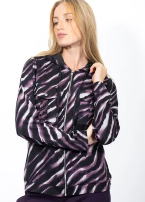 UNTUCKit Tops & Cardigans*Jessica Graaf Zip Hoodie With Patch Pockets Plum