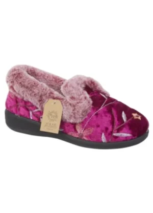 UNTUCKit Shoes & Slippers*Jo & Joe Ladies Wide Fit Mabel Floral Velvet Slippers