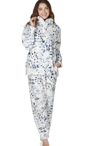 UNTUCKit Pyjamas*La Marquise Blue Leopard Supersoft Lounge Pyjama Leopard Print