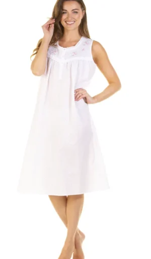 UNTUCKit Nightdresses*La Marquise Emily Dot Polycotton Sleeveless Nightdress Pink