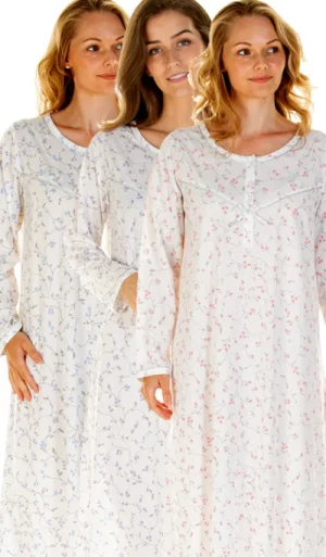 UNTUCKit Nightdresses*La Marquise Everyday Floral Long Sleeve Long Length 3 Pack Nightdresses Multi