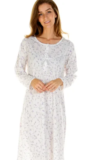 UNTUCKit Nightdresses*La Marquise Everyday Floral Long Sleeve Long Length Nightdress Lilac