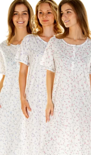 UNTUCKit Nightdresses*La Marquise Everyday Florals Short Sleeve Long Length 3 Pack Nightdresses Multi