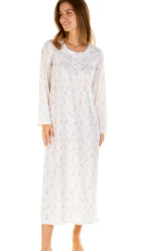 UNTUCKit Nightdresses*La Marquise Floral Dots Long Sleeve Long Length Nightdress Pink
