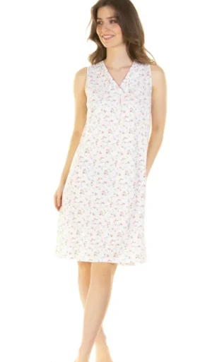 UNTUCKit Nightdresses*La Marquise Pleated Susan Cotton Rich Sleeveless Nightdress Ivory