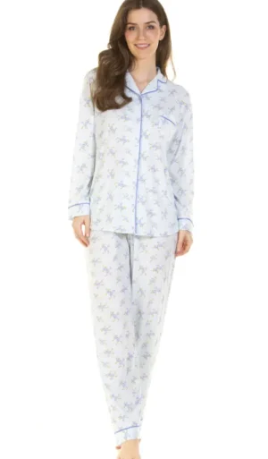 UNTUCKit Pyjamas*La Marquise Primrose In Bloom Cotton Rich Long Sleeve Pyjama Blue