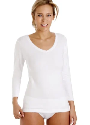 UNTUCKit Vests*La Marquise Thermal Long Sleeve Vest White