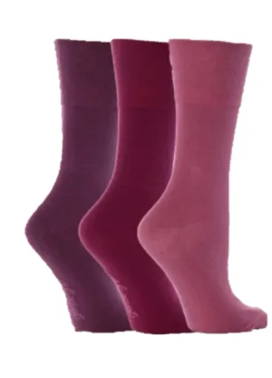 UNTUCKit Socks*Ladies 3 Pair Pack Gentle Grip Socks /Pink Shades Purple
