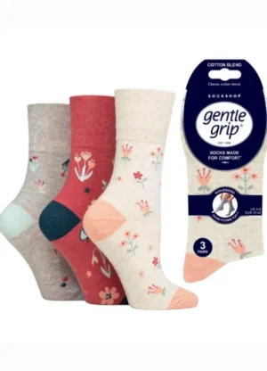 UNTUCKit Socks*Ladies Gentle Grip Floral Memoir Socks 3 Pair Pack Multi