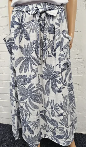 UNTUCKit Skirts & Trousers*Linen A Line Floral Skirt Navy