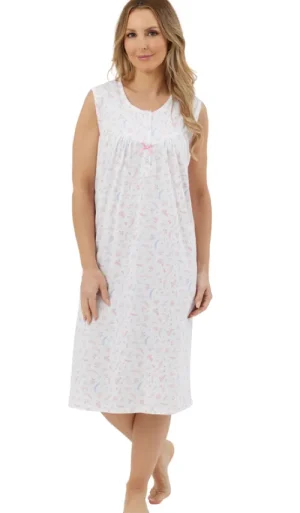 UNTUCKit Nightdresses*Marlon 100% Cotton Jersey Harvest Floral Sleeveless Nightdress Pink