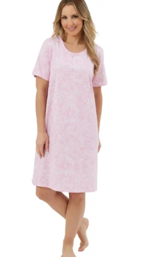 UNTUCKit Nightdresses*Marlon Basic 100% Cotton Jersey Short Sleeve Nightdress Pink