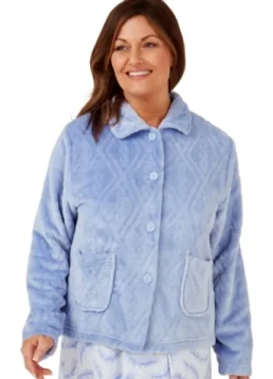 UNTUCKit Bed Jackets*Marlon Diamond Jacquard Button Through Fleece Bed Jacket Pink