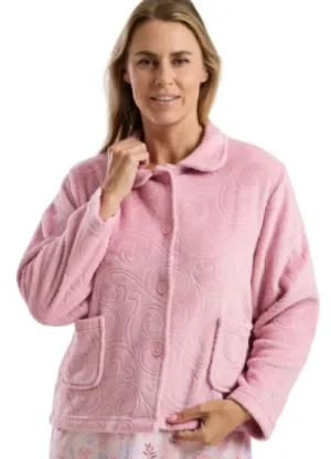 UNTUCKit Bed Jackets*Marlon Embossed Swirl Flannel Fleece Button Bedjacket