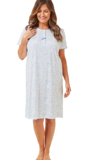 UNTUCKit Nightdresses*Marlon Floral Trail Short Sleeve Nightdress Blue