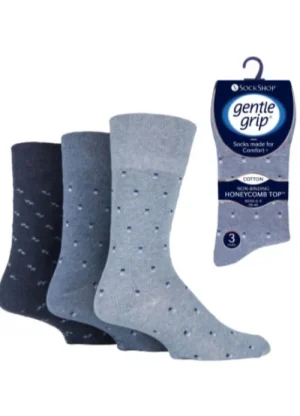 UNTUCKit Socks|Socks & Extras*Mens 3 Pack Gentle Grip Pattern Spot Socks Blue
