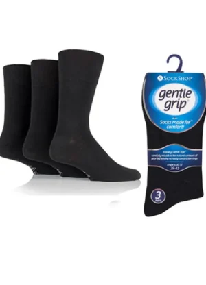 UNTUCKit Socks|Socks & Extras*Mens 3 Pack Gentle Grip Plain Socks Black