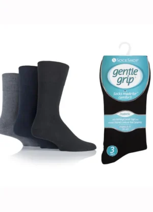 UNTUCKit Socks|Socks & Extras*Mens Diabetic Gentle Grip Socks Black, Navy & Grey 3 Pair Pack Multi