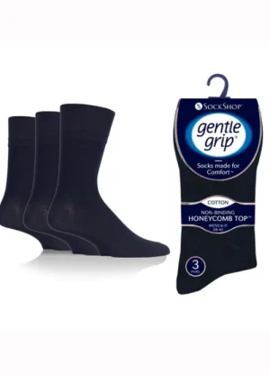 UNTUCKit Socks|Socks & Extras*Mens Gentle Grip Plain Socks 3 Pair Pack Navy