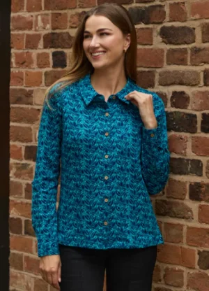 UNTUCKit Tops & Cardigans*Mudflower Leaf Print Shirt Teal